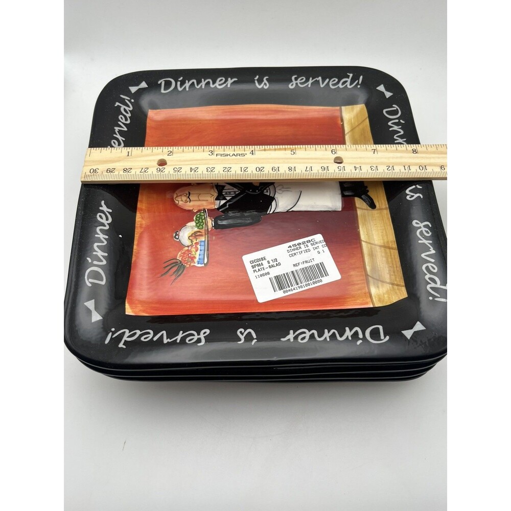 Certified International Dinner Is Served 4 Salad Plates 13 in Pasta Bowl New - Picture 7 of 8